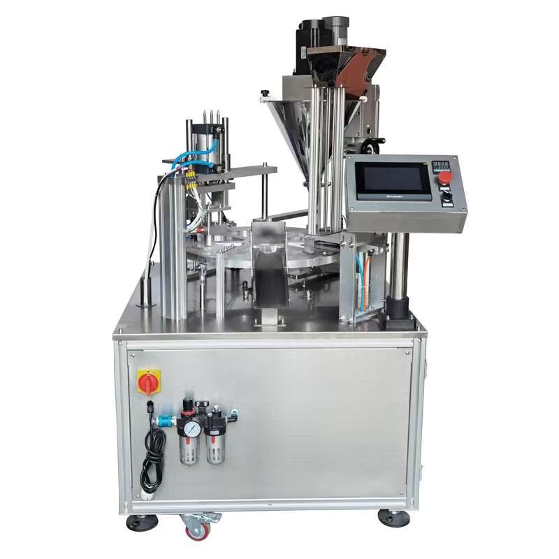 Coffee capsule filling and sealing machine